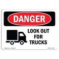 thumbnail image 1 of SignMission OS-DS-A-1014-L-1442 10 x 14 Po Signe de Danger OSHA - à la Recherche de Camions, 1 of 1