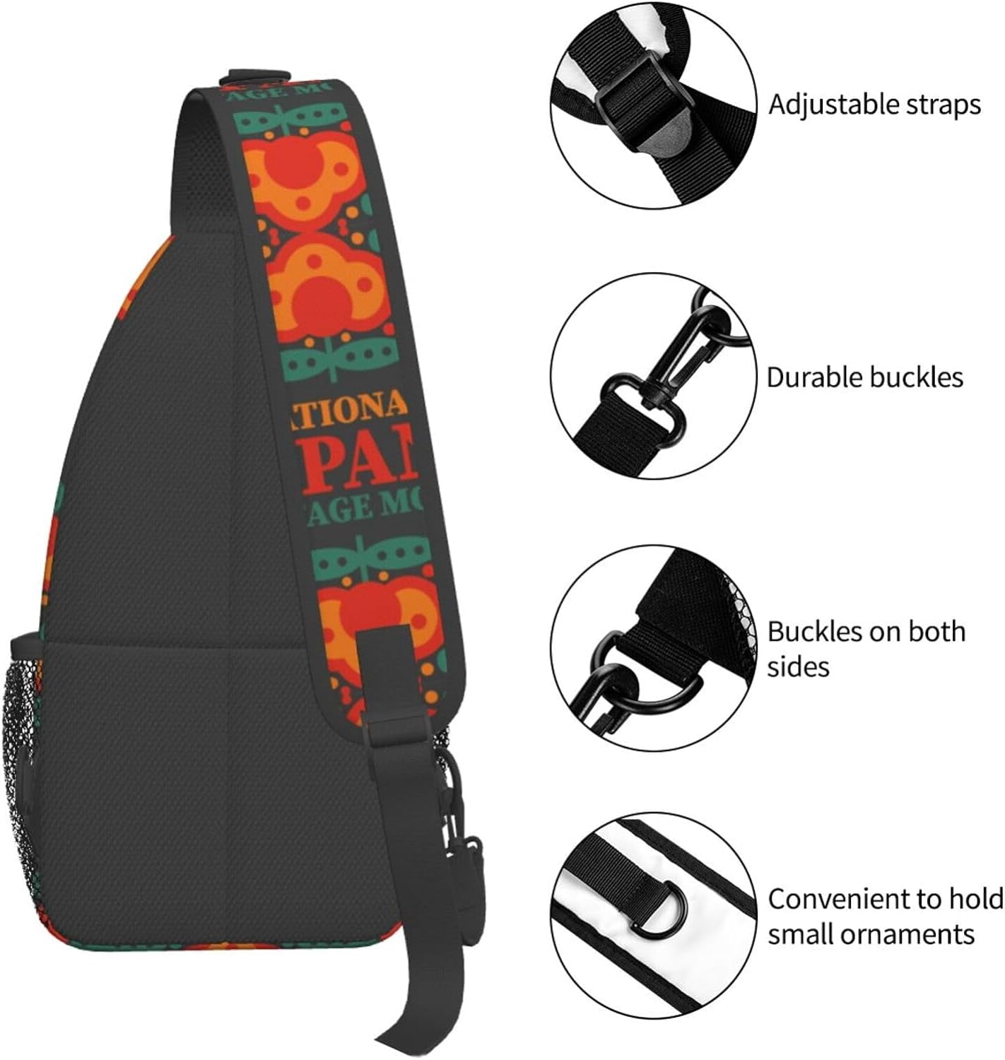 Mes Nacional De La Herencia Hispana Hispanic Heritage Month Sling Bag Crossbody Hiking Travel Chest Bags Backpack Shoulder Daypack for Women Men