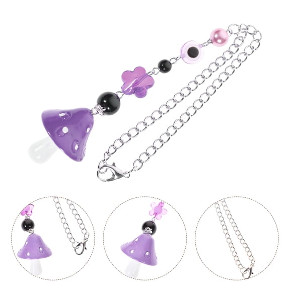 SHOWERORO Unique Purple Mushroom Wall Hanging Ornament Made with Resin and Stainless Steel