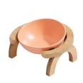 thumbnail image 1 of Cuenco de cerámica para gatos con marco de madera, cuenco para perros, protección para la columna cervical, ángulo ajustable, 1 of 5