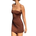 thumbnail image 3 of VISgogo - Vestido corto de verano para mujer, color sólido, sin mangas, sin espalda, ajustado, con tirantes finos VISgogo moda, 3 of 4
