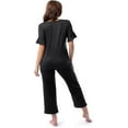 thumbnail image 2 of Fruit of the Loom Women's 360 Stretch Ruffle Sleeve V-Neck Tee and Capri Sleep Pajama Set - Black, 2 of 6