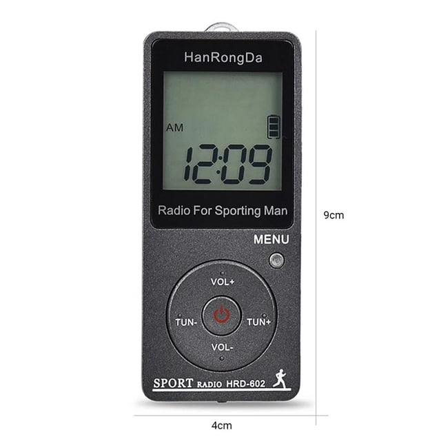 Hrd-602 Receptor De Radio Portátil Radio Fm / Am Pantalla Lcd Botón De Bloqueo Radio De Bolsillo Con Auricular Podómetro Deportivo Cateissary EL011886-00