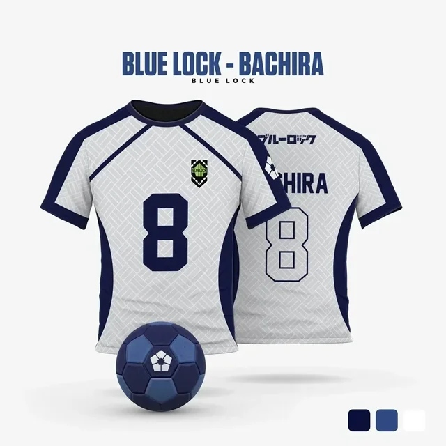 Dernière Mode Été 2025 Maillot de Cosplay Bleu Lock BAROU Dessin Animé Anime Manches Courtes Unisexe Séchage Rapide T-Shirt de Mode