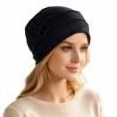 Women Soft Chemo Beanie Hat, Stretchy Turban Head Cover with Decorative Flower, Lightweight Breathable Headwear for Hair Loss Cancer Patients Daily Wear Black One Size