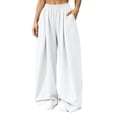 thumbnail image 2 of Atkumj Wide Leg Sweatpants Women with Side Pockets Elastic Waist Loose Pants Casual Solid Color Palazzo Pants for Women for Fall Winter L, 2 of 10