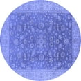 thumbnail image 1 of Ahgly Company Machine Washable Indoor Round Oriental Blue Traditional Area Rugs, 5' Round, 1 of 4