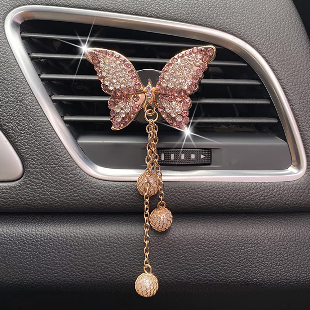 2 Pack Car Air Vent Clip Charms, Crystal Car Diffuser Vent Clip, Rhinestone  Oil Diffuser Vent Clip, Car Fresheners for Women, Bling Car Accessories