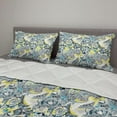 thumbnail image 2 of Mandala Comforter & Sham Bedding Set, Floral Mandala Ornamental Vintage Blooming Flowers Foliage Leaves Garden Themed, 3 pcs Duvet Set Microfiber Filling Quilt, 5 Sizes, Yellow Blue, by Ambesonne, 2 of 4