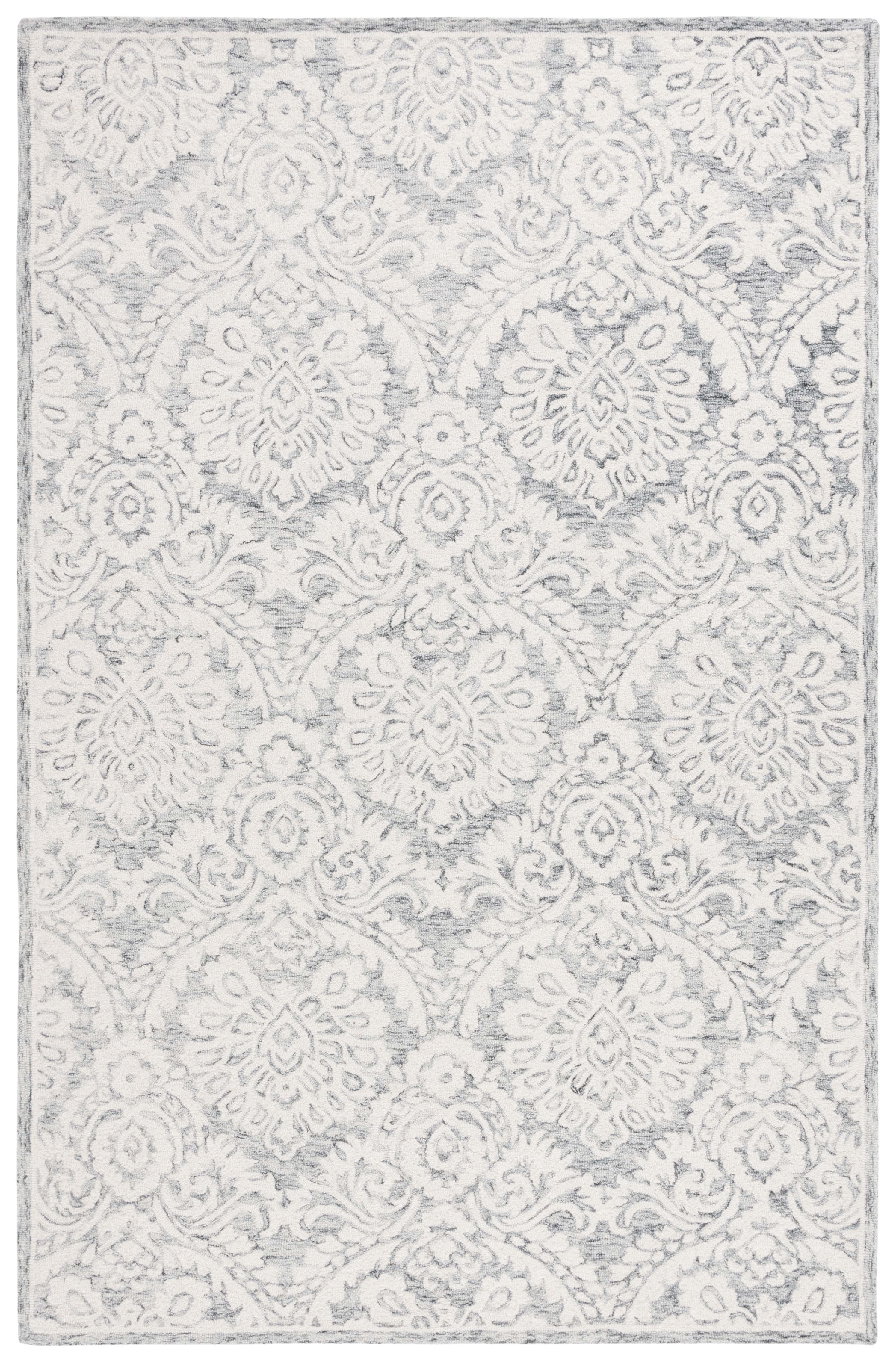 SAFAVIEH Blossom Travis Damask Area Rug, Grey/Ivory, 5' x 8'