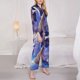 thumbnail image 3 of Fotbe Night Sky Winged French Bulldog Conjunto de Pijama de Manga Larga para Mujer con Estampado, Ropa de Dormir de 2 Piezas, Conjunto de Casa Suave y Cómodo con Bolsillos-Small, 3 of 7