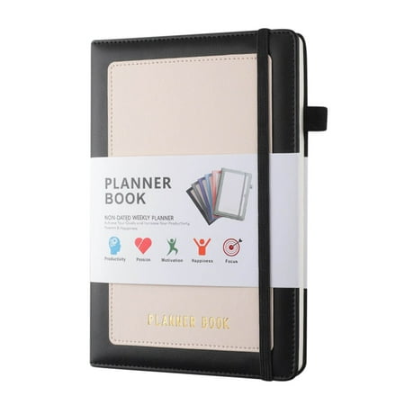 PRINxy Planner Weekly Planner/Monthly Planner/Undated Budget And Ledger/Financial Planning Log/Goal Recording Notebook/Planner For Home Office A5 Size Black