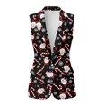 thumbnail image 2 of Uorisanigo Christmas Santa Print Women's Suit Vest with Pockets Button Down Waistcoat Vest for Women Size 2XL Open Front Blazer Vests Casual Outfit, 2 of 7