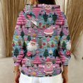thumbnail image 5 of Women's Fashion Casual Christmas Print Pullover Long-Sleeve Hooded Sweatshirt, Festive Fall Winter Wear with Soft Fabric and Holiday Theme for Cozy Comfort,Hot Pink,M, 5 of 5