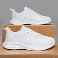 thumbnail image 3 of Men's Black Knit Breathable Mesh Running Shoes, Lightweight Athletic Sneakers with White Sole for Sports, Gym, and Casual Wear, 3 of 9