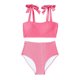 thumbnail image 5 of Trajes de baño para mujer, traje de baño de bikini de tirantes sin espalda de color liso para mujer, conjunto de bikini con bloques de color y hombros descubiertos, trajes de baño para mujer, trajes d, 5 of 6