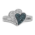 thumbnail image 4 of White Sterling Silver Ring Band Themed Diamond Round Blue, 4 of 6