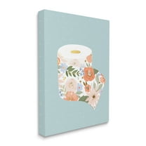 Stupell Industries Spring Floral Print Toilet Paper over Blue Botanical & Floral Painting Gallery Wrapped Canvas Art Print Wall Art, 36 x 48