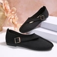 thumbnail image 5 of Samdudou Dress Shoes for Women Closed Toe Round Front Slip On Flats Unique Asymmetrical Buckle Strap Woven Textured Fabric Minimalist Aesthetic Everyday Footwear, 5 of 8
