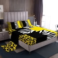 thumbnail image 1 of Erosebridal Yellow Cheetah Print Queen Sheet Sets, Rustic Animals Bedding Queen Size, Zebra Room Decor,, 1 of 7