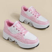 Roller Skates for Women Men, Shoes with Wheels for Girls, Kick Rollers Shoes Retractable for Boys, Adult Parkour Quad Roller Shoes, Inline Skates Childrens Outdoor Skates