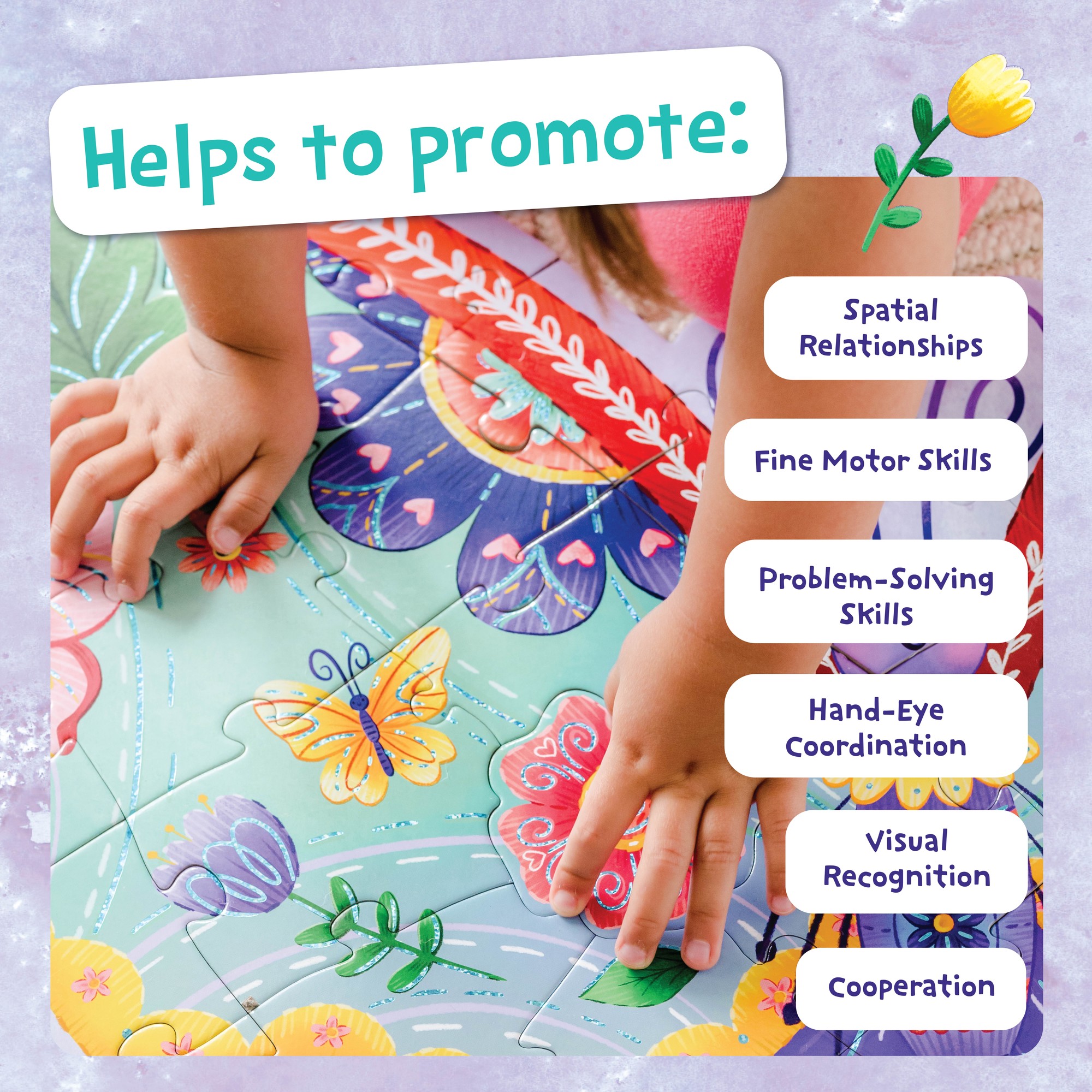 Peaceable Kingdom Shimmery Butterfly Floor Puzzle , 53 Foil Accented Pieces that Measure Over 3’ Wide Floor Puzzle for Kids