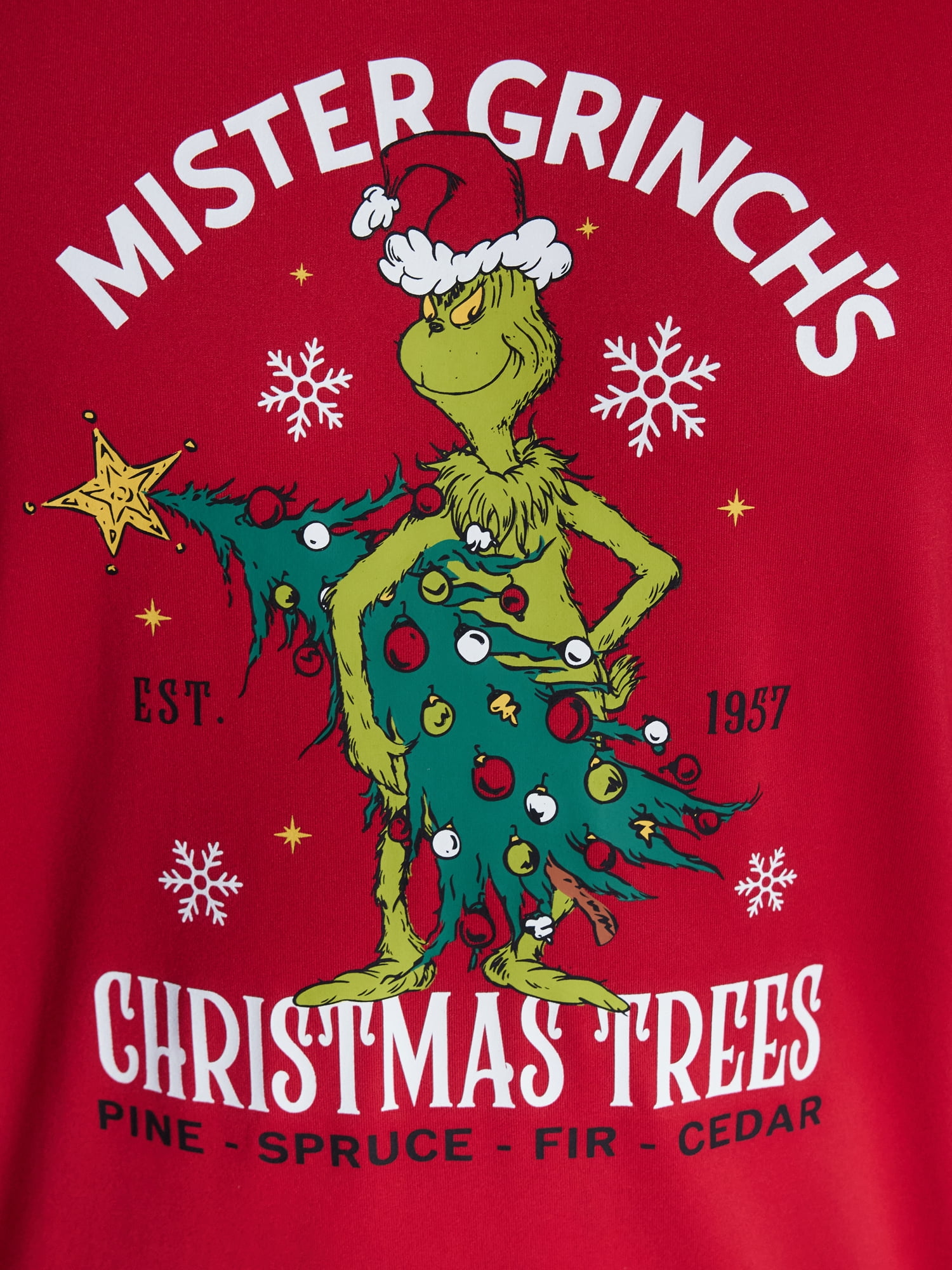 Dr. Seuss Grinch Men's Matching Family Pajamas Top and Pants Set, 2-Piece, Sizes S-3XL