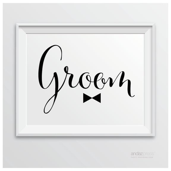 Groom Formal Black & White Wedding Party Signs
