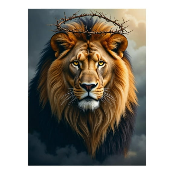 Diamond Art Kits for Adults, Lion Regal Crowned Portrait 5D Diamond Painting Kits for Adults Beginners, DIY Full Drill Diamond Painting, Gem Art and Crafts 12x16