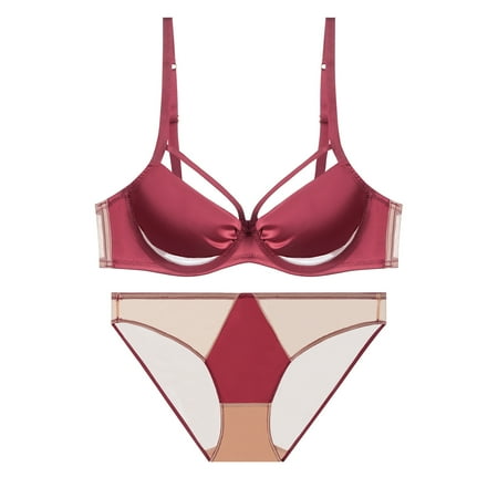 Generic Spring Popular French Sexy Lace Lingerie Birth Year Red Ultra-Thin Big Chest Small Push up Bra Set