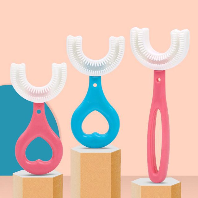 Cepillos de Dientes en Forma de U Sincero para Niños Cerdas de Silicona Masaje de Encías 2 a 12 Años