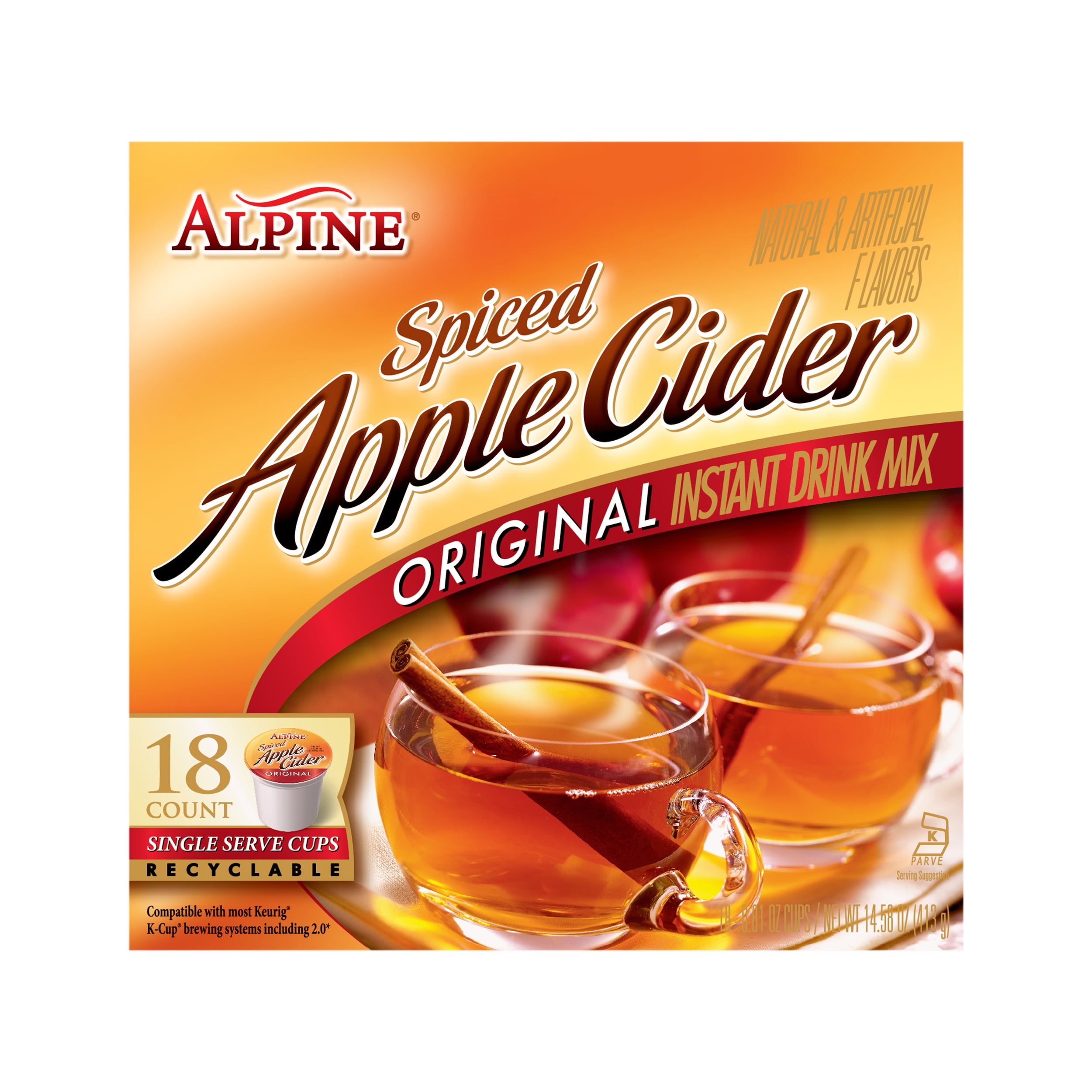 Alpine Original Spiced Apple Cider Instant Drink Mix 18-0.81 oz. Cups