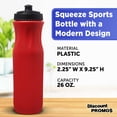 thumbnail image 4 of 10 Plastic Water Bottles Set, 26 oz. - Black Push Top Lid - Red, 4 of 5