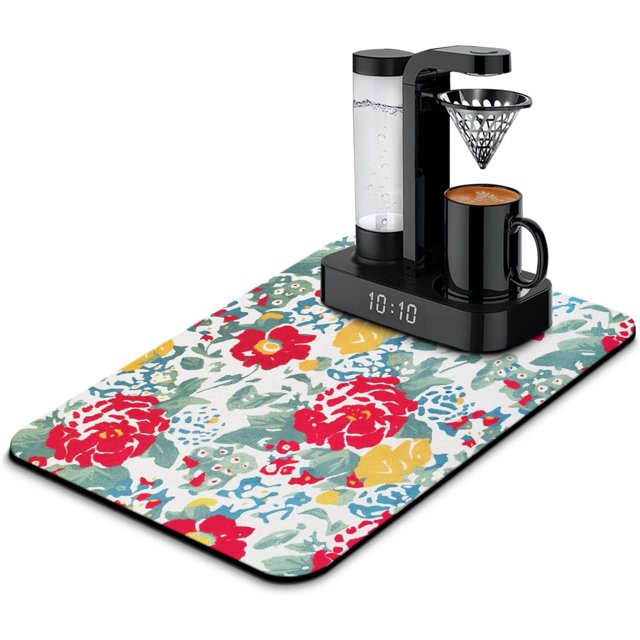 Fun Coffee Mat 23inx15in,Coffee Bar Mat for Countertops,Absorbent Hide Stain Anti-Slip Coffee Bar Accessories Fit Under Coffee Machine Mat,dish Drying Mats for Kitchen