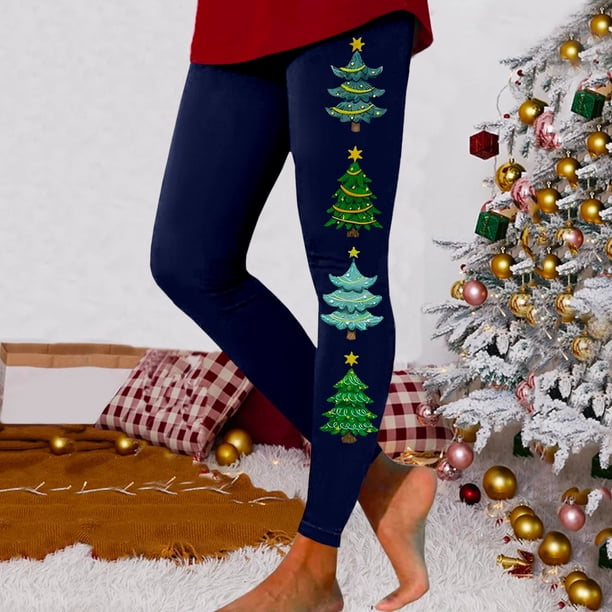 WILLBEST Leggings con Estampado Navideño para Mujer, Pantalones de Yoga de Cintura Alta para Entrenamiento, Ropa Deportiva Elástica Y Cómoda Mediana