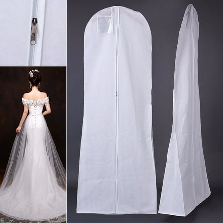 72'' Non-woven Closet Wedding Dress Storage Prom Ball Gown Clothes Bridal Gown Garment Zip Bag Dust Cover White  Dustproof (Best Way To Store Dresses)