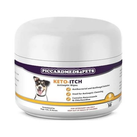 Piccardmeds4pets Keto-Itch Relief Antibacterial and Antifungal Wipes 50CT
