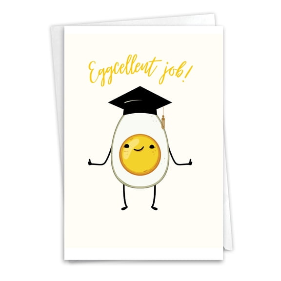 NobleWorks Funny Graduation Paper Card (Graduate) with 5 x 7 Inch Envelope (1 Card) Eggcellent Job