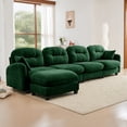 thumbnail image 2 of HUTWIFE 140" L-Shape Solid Print Chenille Modular and Deep Seat Sectional Sofas with Movable Ottoman, Green, 2 of 7