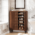 thumbnail image 3 of Tribesigns 6-Tier Bathroom Floor Cabinet, Wooden Bathroom Storage Cabinet, Large Sideboard Cabient for Bathroom/Kitchen/Living Room (Walnut), 3 of 6