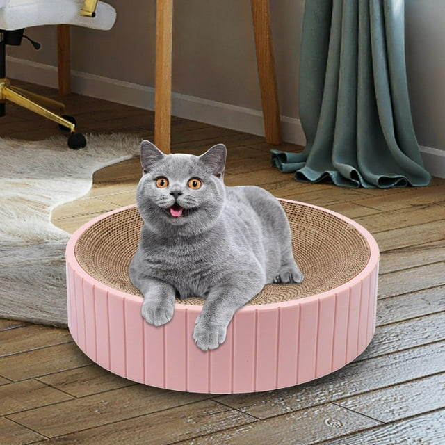 Tazón rascador redondo para gatos Salvador Protector antideslizante para muebles Rosado Almohadillas para rascar gatos