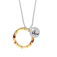 thumbnail image 2 of Delight Jewelry Acrylic 1 1/2" Ring with 4mm Crystal Mixed Brown and Yellow Silvertone Script Initial Disc - K - Charm Necklace, 20"+3", 2 of 4