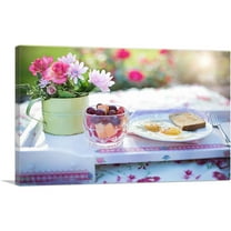 ARTCANVAS Morning Breakfast With Eggs Fruits And Flowers Restaurant decor Canvas Art Print - Size: 18" x 12" (0.75" Deep)