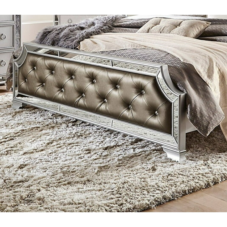Glamorous 5pc Bedroom set Queen Bed Button-Tufted Silver-Gray