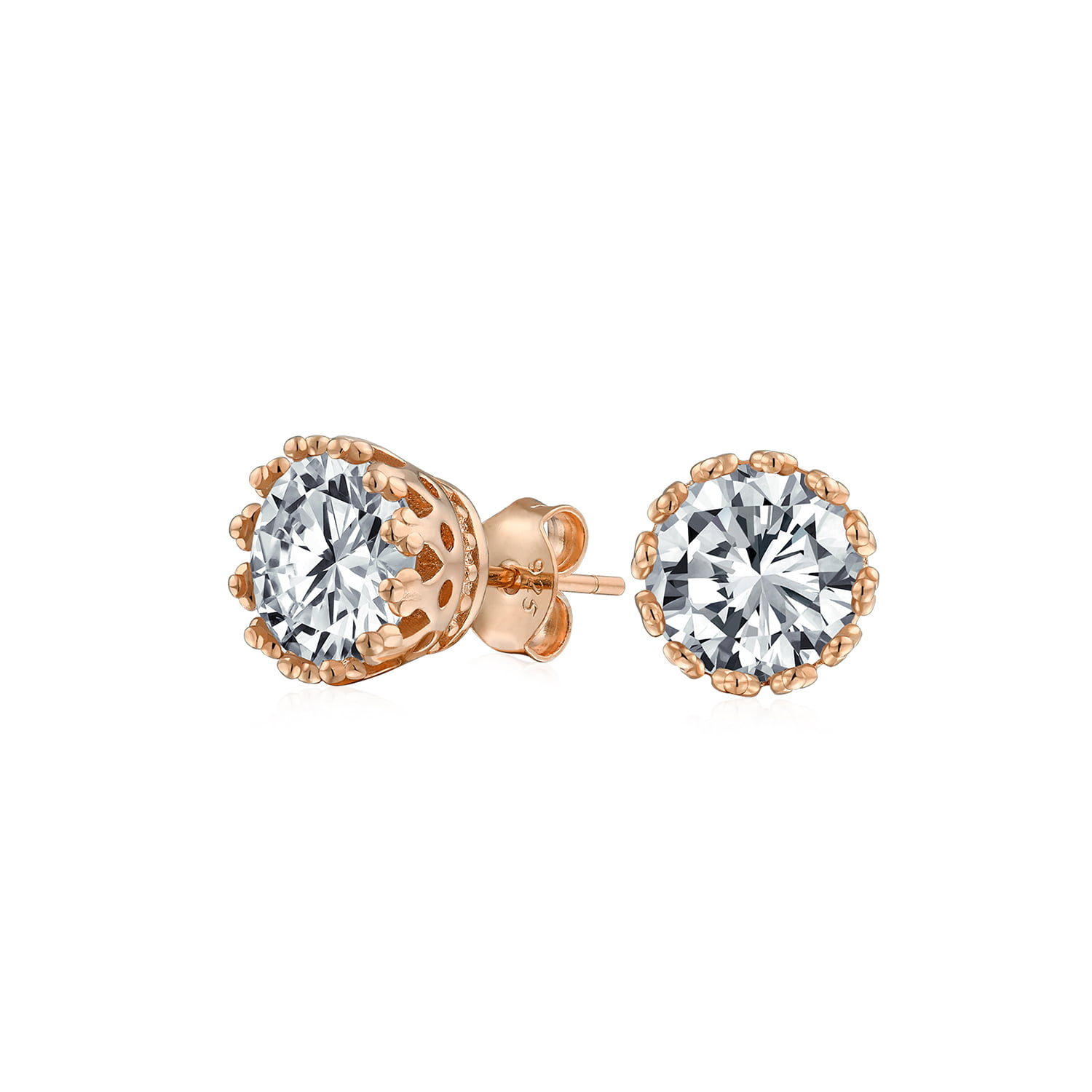 Women Gold Plated Clear CZ Cubic Zirconia Stones Earrings Jewelry