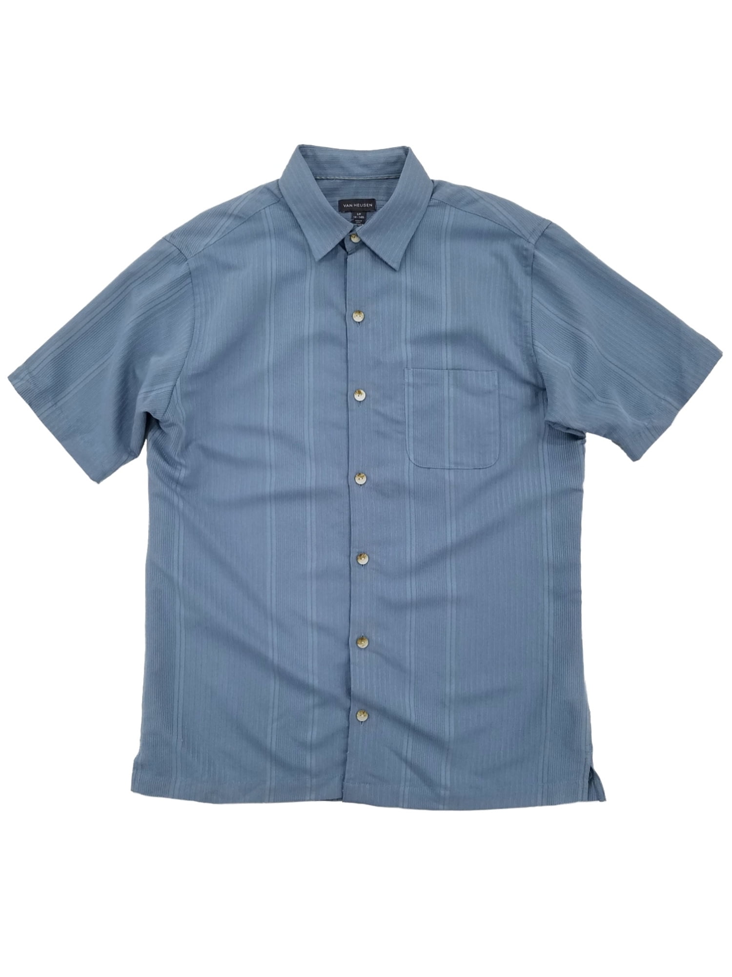 Mens Blue Stripe Slim Fit Never Tuck Short Sleeve Button-Down Shirt S ...