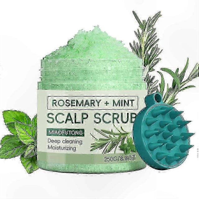Sea Salt Scalp Exfoliator with Rosemary and Mint for Dandruff Relief, Itchy Scalp Care, and Hair Buildup Removal Solution