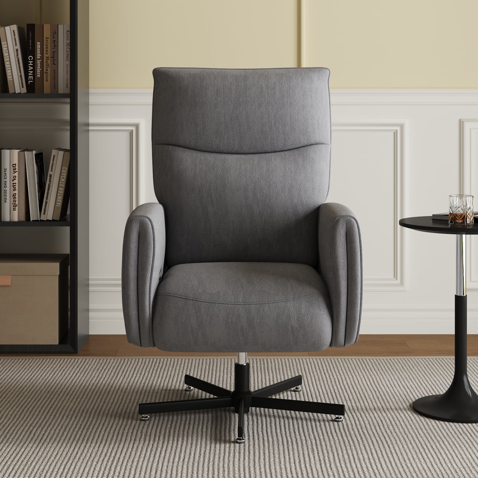 Power Swivel Recliner Chair with USB & Type-C Charging, Electric Reclining Rocker with 360° Swivel, Velvet Upholstered Accent Chair for Living Room, Dark Gray