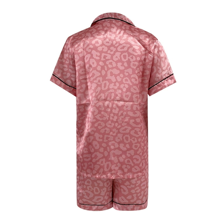 Women's Sleepwear Womens Satin Printed Housewear Short Sleeve Lapel Silk  Like Pajamas Womens Comfortable Multi Color Suit Pajamas For Women 