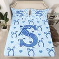 thumbnail image 2 of Castle Fairy Monogrammed Letter Initial S 4-Piece Full Size Sheets for Children Women Teens,Kawaii Blue Bow Bed Sheets,Dreamy Princess Lightweight Sheet Sets,Super Cozy Room Decor, 2 of 7